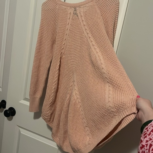 Agnes & Dora size Small Cable Knit Cardigan Flare Out Tunic Sweater 100% Cotton - Picture 5 of 8